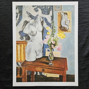 Henry Matisse „Grauer Torso mit Blumen, 1919“ Auf der Rückseite Copyright, Titel und Beschreibung des Werkes, 36,5 x28 cm