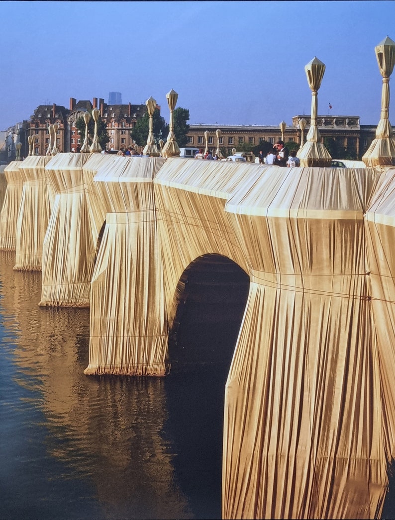 Christo and Jeanne Claude The New Wrapped Bridge 1975 On the back copyright, title and description of the work, dimensions 33 x 25 cm. image 1