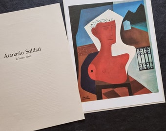 Atanasio Soldati "The red bust, 1932" Original print from 1965, dimensions 42 x 31.5 cm.