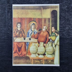 Giotto Di Bondone (1267 - 1337) "Wedding of Canaa" Vintage lithographic print from '64