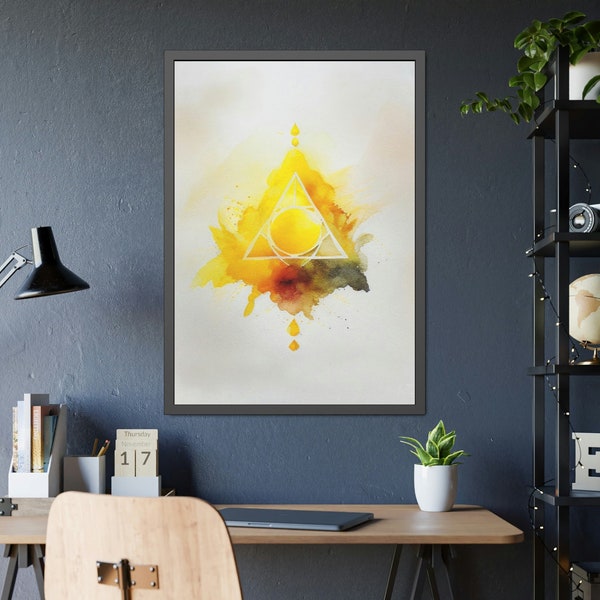 Manipura Navel Solar Plexus Chakra Framed watercolor painting Paper Print - Add a Touch of Healing Energy to Your Home or Office