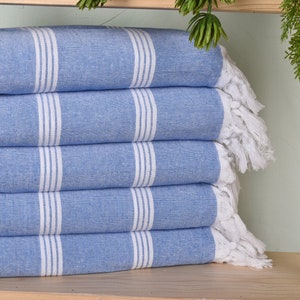 Wedding Gifts Towel, Custom Wedding Gifts, 30&quot;x69&quot; Blue Cotton Towel, Striped Towel, Bridal Shower Favors, Customized Towels,