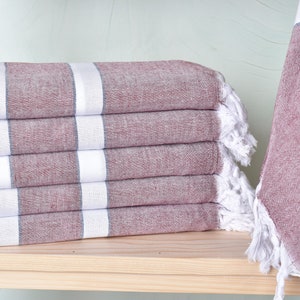 Turkish Beach Towel Personalized, Personalized Turkish Towel, Burgundy Towel, Striped Towel, 40x71 Inches Organic Beach Towel,