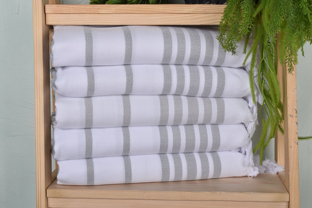 Herringbone Hand Towel, Small Bath Towels, 24x36 Dark Gray Cotton Hand