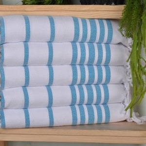 Herringbone Hand Towel, 24&quot;x36&quot; Turquoise Cotton Dish Towel, Bathroom Towels, Personalized Gifts, Bridal Shower Favor,