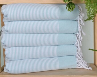 Monogrammed Hand Towel, Striped Tea Towel, 18"x40" Mint 1 Cotton Dish Towel, Bathroom Towels, Personalized Hand Towel,