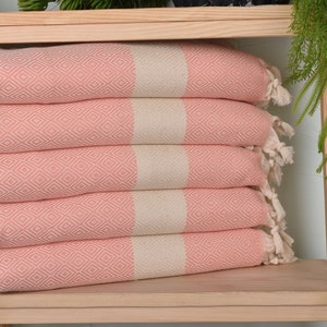 Bathroom Towels, 20&quot;x36&quot; Coral Cotton Hand Towel, Personalized Gifts, Monogram Kitchen Towel, Diamond Hand Towel, Gift For Mom,