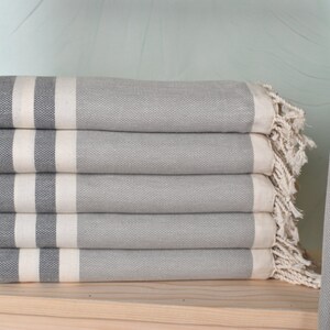 Turkey Towel,  Personalized Turkish Beach Blanket, Dark Gray-Gray Towel, Striped Towel, 40x71 Inches Wedding Gifts for Couple Personalized,