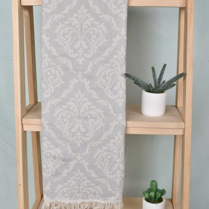 Turkish Towel, Custom Towel, Light Gray Towel, Baroque Towel, 36x67 Inches Beach Towel Monogram, Organic Towel, Spa Towel,