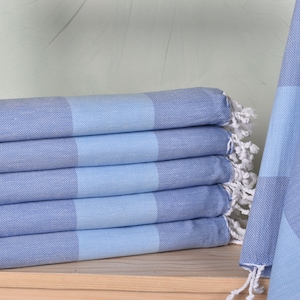 Newlywed Gift,  Turkish Towel Beach, Light Blue-Sax Blue Towel, Striped Towel, 40x71 Inches Bulk Towels, Holiday Towel, Picnic Towel,