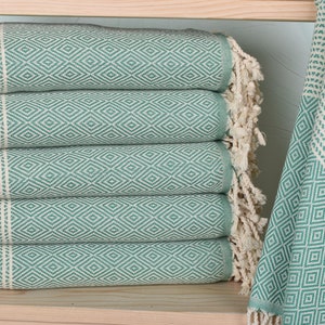 Bath Towel Set,  Employee Welcome Gift, Green Towel, Diamond Towel, 40x71 Inches Yoga Mat Towel, Sarong Towel, Bathroom Towel,