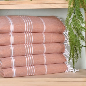 Striped Towel, Bachelorette Party Gifts, Bridal Shower Favors, 40x71 Inches Dark Brick Cotton Towel, Wedding Gift, Halloween Gifts,