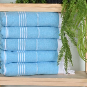 Striped Terry Towel, 36x71 Inches Turquoise Cotton Towel, Personalized Gift, Turkish Towel Beach, Gift For Her, Best Friend Christmas Gift,