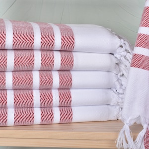 Turkish Towel, Personalized Gift Box Towel, Red Towel, Chevron Towel, 40x71 Inches Yoga Mat Towel, Wedding Towel, Fouta Towel,