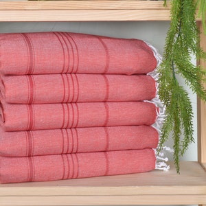 Bachelorette Party Gifts Bridesmaids, Gift For The Home, 40x71 Inches Red-Dark Red Cotton Towel, Housewarming Gift, Striped Towel,