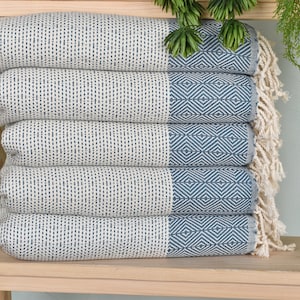 Diamond Tea Towel, Monogram Hand Towel, Small Bath Towels, Custom Hand Towel, 18&quot;x36&quot; Petrol Blue Cotton Tea Towel, Bridal Shower Gifts,