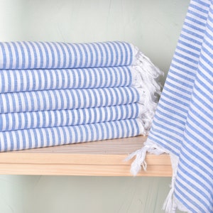 Turkish Towel Beach, Turkish Towels Beach, Sax Blue Towel, Striped Towel, 36x67 Inches Bridesmaid Gift, Fitness Towel, Organic Towel,