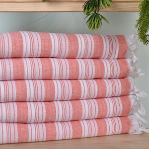 Wedding Gift, Bridesmaid Gift Towel, Striped Towel, 40&quot;x71&quot; Orange Cotton Towel, Turkish Bath Towel, Personalized Gift For Her,