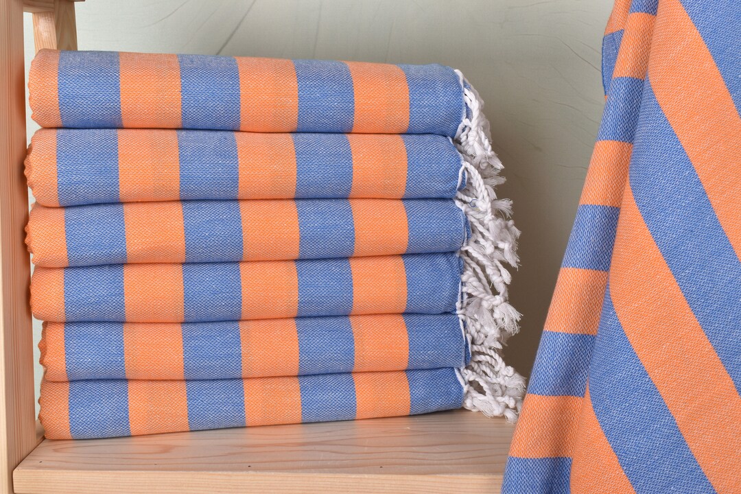 Personalized Turkish Bath Towel, Kitchen Towel, Orangeblue Towel