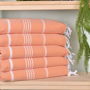 Handgemachtes Handtuch, Türkisches Handtuch, Gestreiftes Handtuch, Hochzeitsgeschenke, 40x71 Zoll Oranges Baumwolltuch, Home Decor Handtuch,