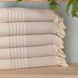 40&quot;x71&quot; Light Beige Cotton Towel, Bachelorette Gifts, Bachelorette Party Gift, Striped Towel, Personalized Towel, Memorial Gift,