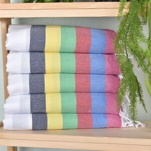 40x71 Inches Rainbow Cotton Towel, Striped Towel, Bachelor Bachelorette Party Favors, Personalized Wedding Gift, Gift For Him, Bridal Gifts,