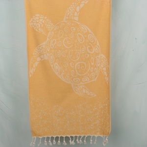 Personalized Kitchen Towel, Small Bath Towels, 18x36 Inches Mustard Cotton Tea Towel, Turkish Hand Towel, Carretta Patterned Dish Towel,