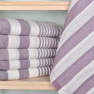 Striped Towel, Gift For The Home, 36x67 Inches Damson Cotton Towel, Turkish Towel Beach, Gift For Him, Merry Christmas Gifts,