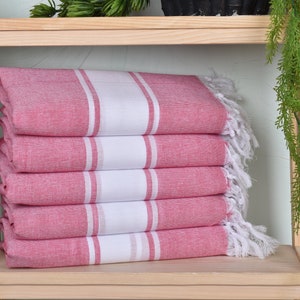 40x71 Inches Fuchsia Cotton Towel, Best Friend Gift, Bachelorette Party Favors, Turkish Beach Towel, Striped Towel, Bridal Shower Gifts,