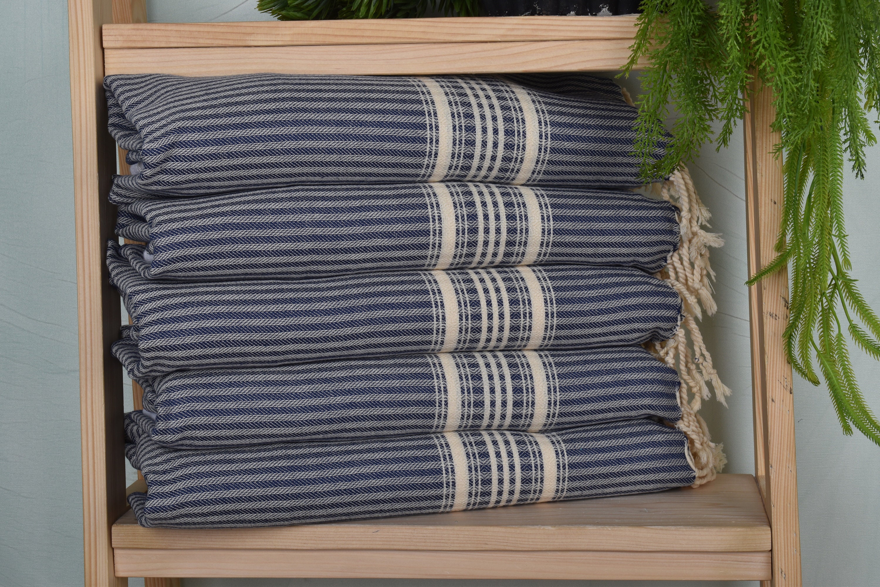 Turkish Tea Towel, 18"x40" Navy Cotton Tea Towel, Monogram Hand Towel, Striped Hand Towel, Personalized Gift, Embroidery Towels,