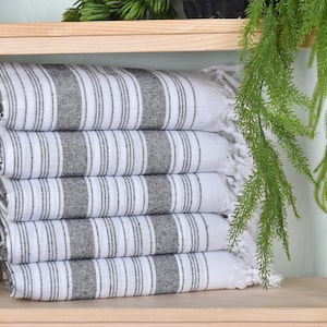 Bridesmaid Gift Towel, Striped Towel, Bridal Shower Favors, Housewarming Gift, 32x67 Inches Black Cotton Towel, Personalize Gift,
