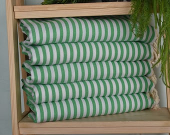 Striped Hand Towel, Monogram Kitchen Towel, 18"x40" Green Cotton Hand Towel, Small Bath Towels, Wedding Favors, Bachelor Party Gifts,