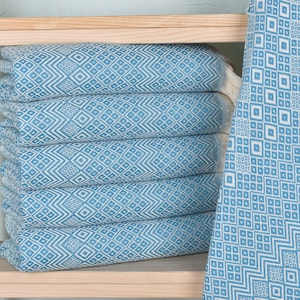 Diamond Towel, 40x71 Inches Blue Cotton Towel, Beach Towel, Bachelorette Party Favors, Bridal Shower Gift, Anniversary Gift For Her,