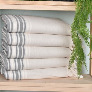 38x71 Inches Dark Gray-Natural Linen Towel, Gifts For Him, Housewarming Gift, Personalized Beach Towel, Personalized Gift For Her,