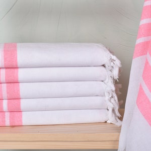 Personalized Turkish Beach Blanket,  Halloween Gifts, Bright Pink Towel, Striped Towel, 40x71 Inches Turkish Beach Towel Bulk,