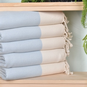 Turkish Towel, Striped Towel, Best Friend Gift, 40x71 Inches Baby Blue Cotton Towel, Bachelorette Party Favors, Halloween Gifts,