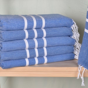 Turkish Beach Towel Personalized, Bridesmaid Gifts, Sax Blue Towel, Striped Towel, 40x71 Inches Bachelorette Party Beach Towel,