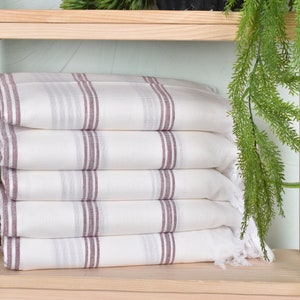 Gift For Him, Turkish Beach Towel, Summer Gift, Striped Towel, 40x71 Inches Burgundy Cotton Towel, Wedding Gift Ideas,