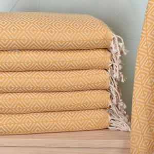 Turkish Bath Towel, Embroidered Beach Towel, Mustard Towel, Diamond Towel, 40x71 Inches Bridal Shower Gifts, Bathroom Towel,