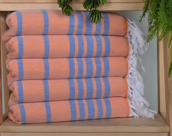 Kitchen Towel, Bathroom Towels, Zig zag Hand Towel, Personalized Gifts, 20"x40" Orange-Saks Blue Cotton Hand Towel, Christmas Hand Towel,