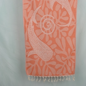 Turkish Towel Hand Towel, 18&quot;x40&quot; Orange Cotton Dish Towel, Whale Design Tea Towel, Monogrammed Hand Towel, Personalized Hand Towel,