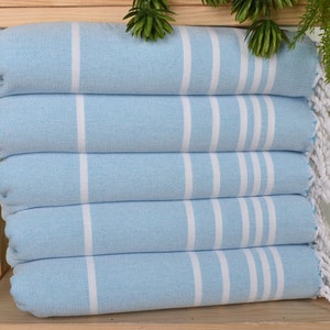Personalized Hand Towel, Striped Hand Towel, Personalized Dish Towel, Turkish Towel Hand Towel, 18&quot;x38&quot; Turquoise Cotton Dish Towel,