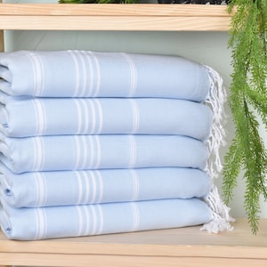 Geschenk für das Haus, personalisierte Geschenke, 40x71 Zoll Baby blau Baumwolltuch, Bachelorette Geschenke, gestreiftes Handtuch, personalisiertes Geschenk für sie,
