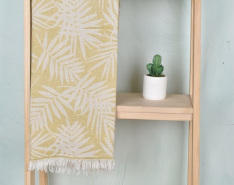 Beach Towel, Gift For The Home, 40x63 Inches Mustard Cotton Towel, Floral Patterned Towel, Gift For Her, Bridal Party Gifts,