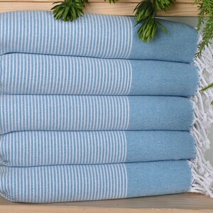 18&quot;x40&quot; Turquoise 1 Cotton Dish Towel, Wedding Favors, Turkish Tea Towel, Personalized Hand Towel, Striped Tea Towel, Gift For Her,