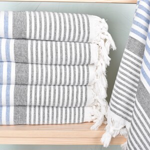 Personalized Turkish Towel, Turkish Towel, Sax Blue Towel, Striped Towel, 38x67 Inches Wedding Favors, Travel Towel, Warm Towel,