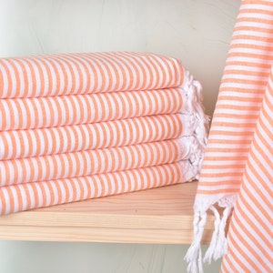Turkish Beach Towel Personalized, Embroidered Beach Towel, Orange Towel, Striped Towel, 36x67 Inches Beach Towel Bulk, Home Decor Towel,