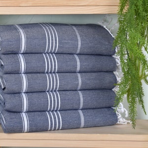 Personalized Wedding Gift, Bachelorette Party Gifts Bridesmaids, Striped Towel, 40x71 Inches Navy Cotton Towel, Turkish Beach Towel,
