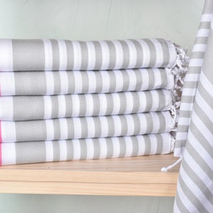 Turkish Towels Beach, Personalized Turkish Beach Towel, Pink-Light Gray Towel, Striped Towel, 36x67 Inches Bachelor Party Favor,
