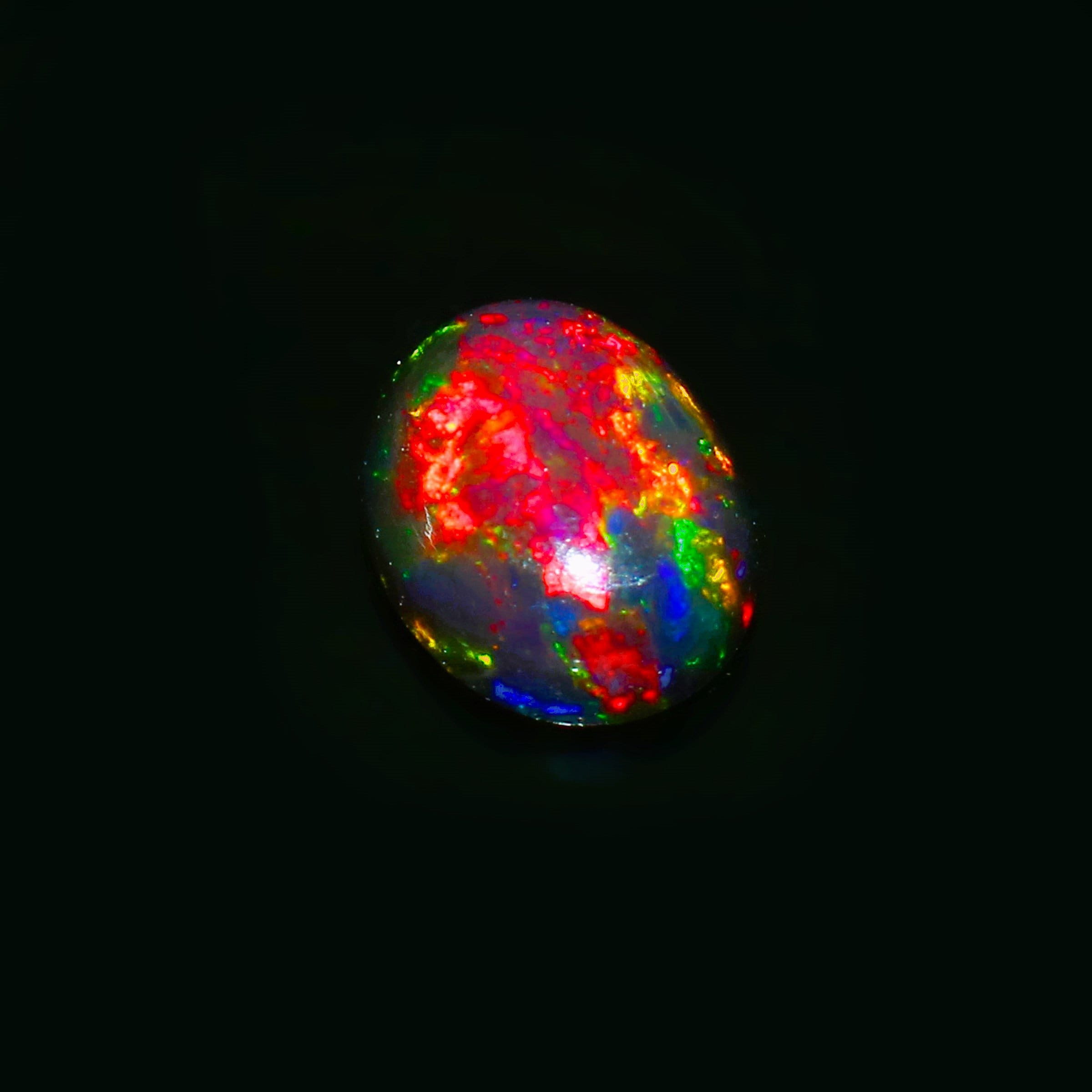 AAAAA Grade Natural Black Opal Cabochon Gemstone+Welo Fire Black Opal+ Handmade Oval Shape Opal+October Birthstone Gemstone, Size 12x9 MM.